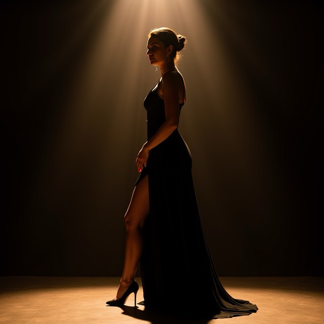 woman with dramatic lighting